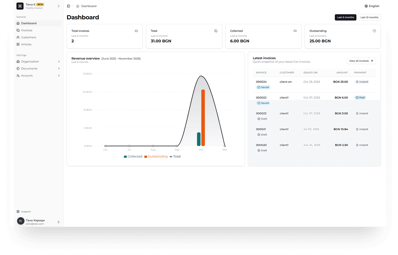 Bivoyce — bilingual invoicing software in Bulgarian and English